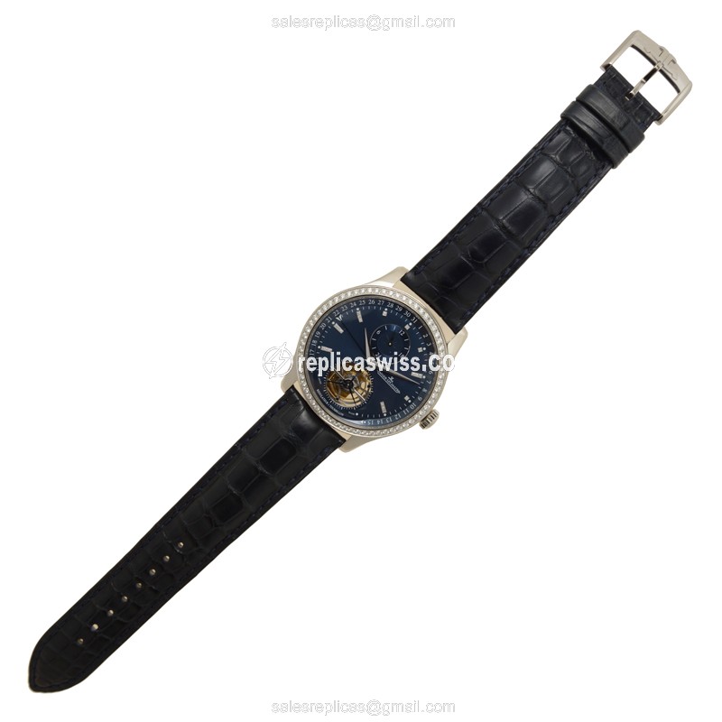 Jaeger-Lecoultre Q1563580 Replica - Ultra Thin - Automatic - White Gold - Diamond Accents - Blue Dial - View 2