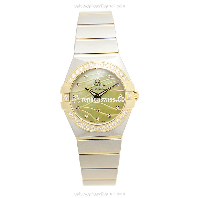 Omega Constellation Replica - 18kt Gold Case, Diamond Accents, Silver Dial | Automatic Movement - View 2