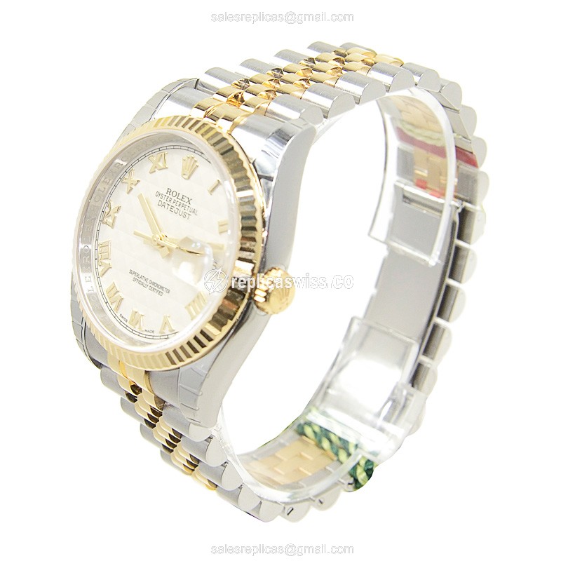 Rolex Datejust Replica - Automatic - White Dial - 18kt Gold & Steel Case - Silver Strap - View 3