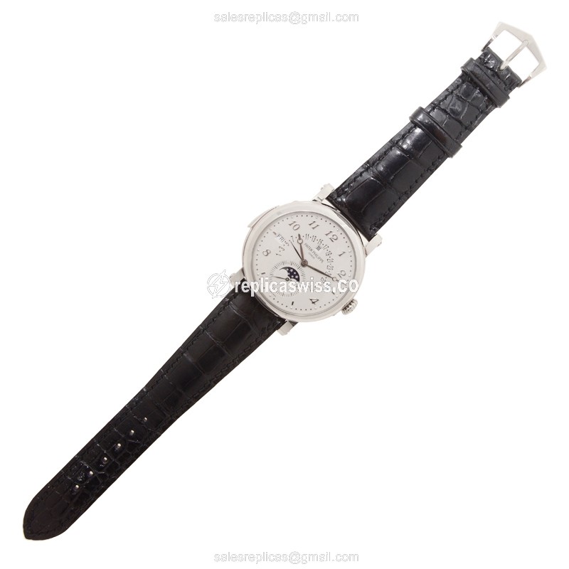 Patek Philippe 5213G-001 Grand Complications - Automatic - 18kt White Gold - White Dial - Black Alligator Strap - View 2