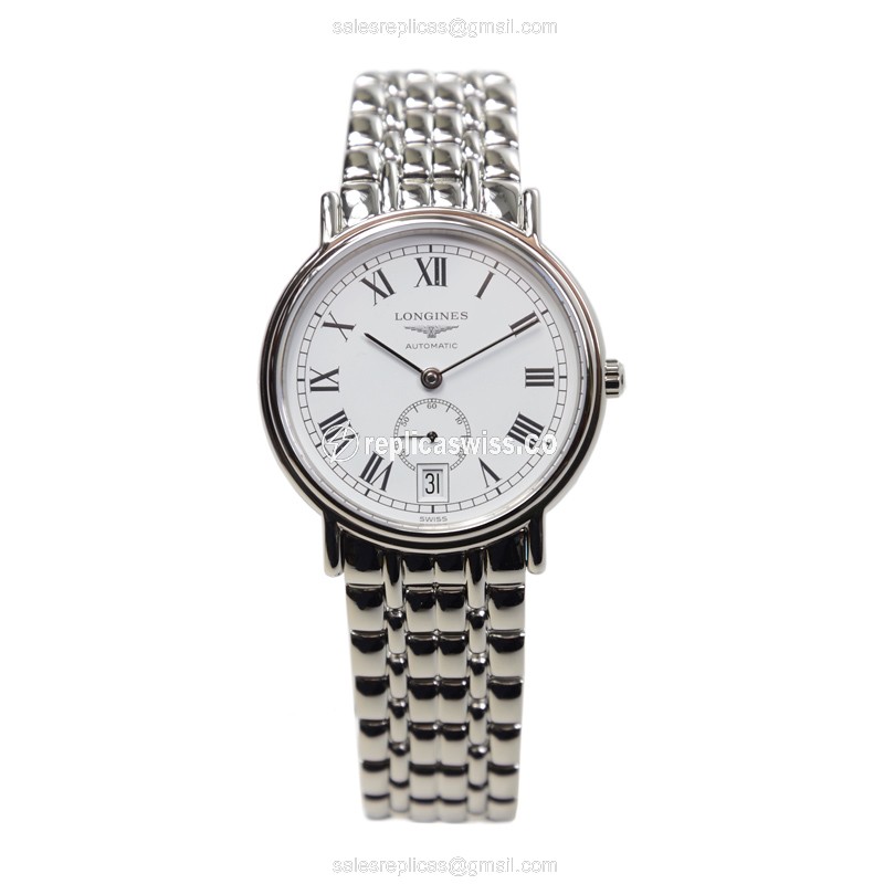 Longines Presence Replica - Automatic | Steel Case | White Dial | Silver Steel Strap - View 2