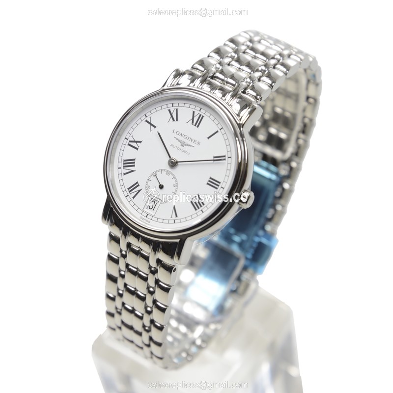 Longines Presence Replica - Automatic | Steel Case | White Dial | Silver Steel Strap - View 3