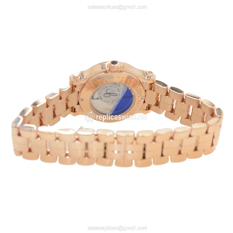 Chopard Happy Sport Replica - Automatic - 18kt Rose Gold - Silver Dial - Gold Strap - View 4