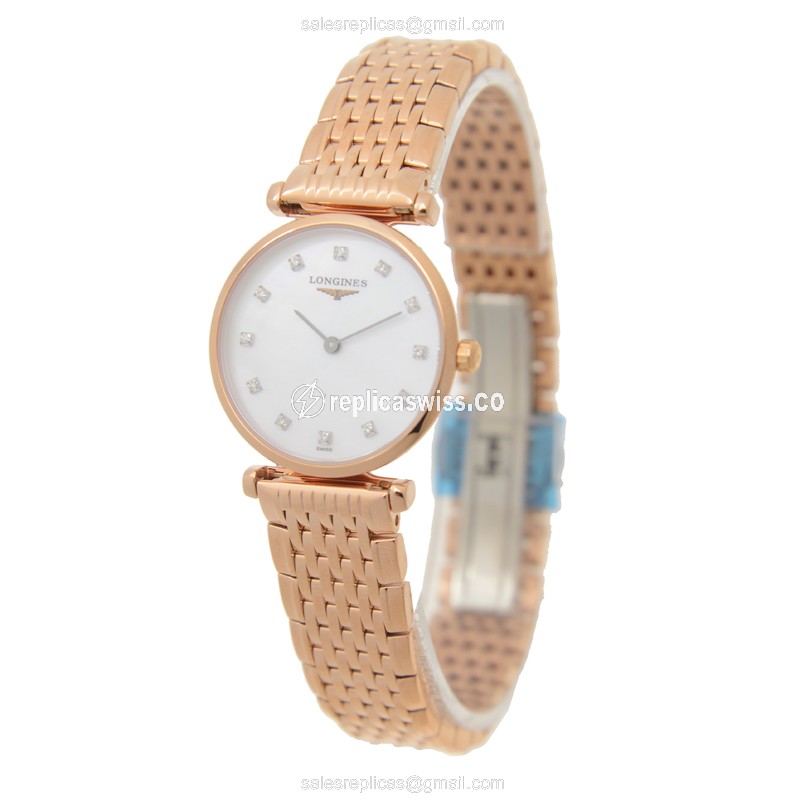 Longines L4.209.1.97.8 Replica - Quartz - PVD Gold Case - White Dial on Gold Strap - View 3