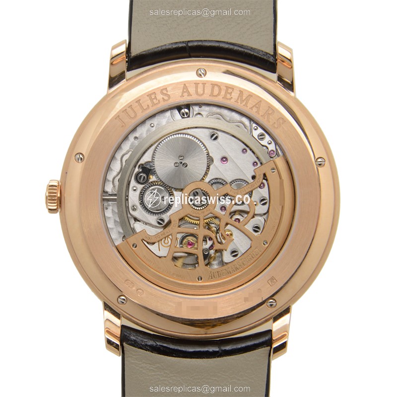Audemars Piguet 15182OR.ZZ.A102CR.01 Replica - Automatic - 18kt Rose Gold - Diamond Dial - Black Alligator Strap - View 3