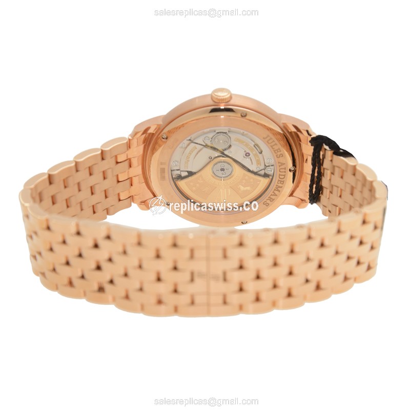 Audemars Piguet 15172OR.OO.1270OR.01 - Classic Automatic - 18kt Rose Gold - Silver Dial - Gold Strap - View 4