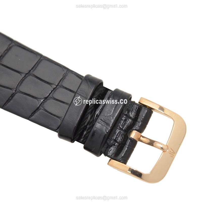 Audemars Piguet 15180OR.OO.A102CR.01 - Classic Auto - Rose Gold Case - Silver Dial - Black Alligator Strap - View 4