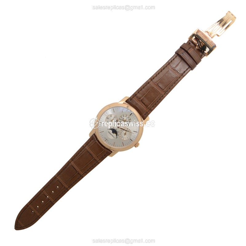 Rolex Daytona 26390OR.OO.D088CR.01 Replica - Automatic - Rose Gold - Silver Dial - Alligator Brown Strap - View 2