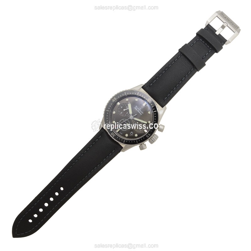 Blancpain 5200-1110-B52A Replica - Automatic - Steel - Dark Grey - Canvas Black Buckle - View 2