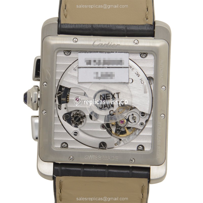 Cartier TANK W5330008 Replica - Automatic - Steel Case - Gray Dial - Black Alligator Strap - View 3
