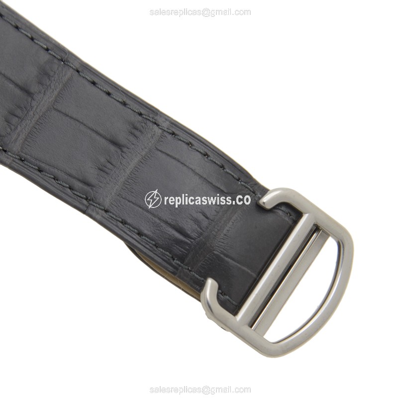 Cartier TANK W5330008 Replica - Automatic - Steel Case - Gray Dial - Black Alligator Strap - View 4