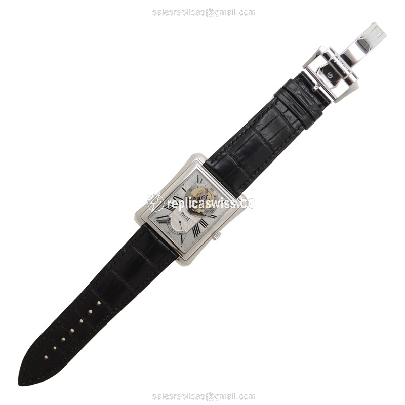 Piaget Replica EMEPERADOR - Manual Wind - 18kt Gold Case - White Dial - Black Alligator Strap - View 2