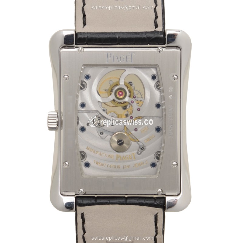 Piaget Replica EMEPERADOR - Manual Wind - 18kt Gold Case - White Dial - Black Alligator Strap - View 3