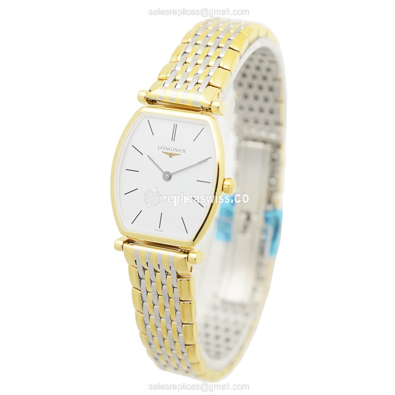 Longines LA GRANDE Replica - Quartz - Gold PVD Case - White Dial on Gold Strap - View 3