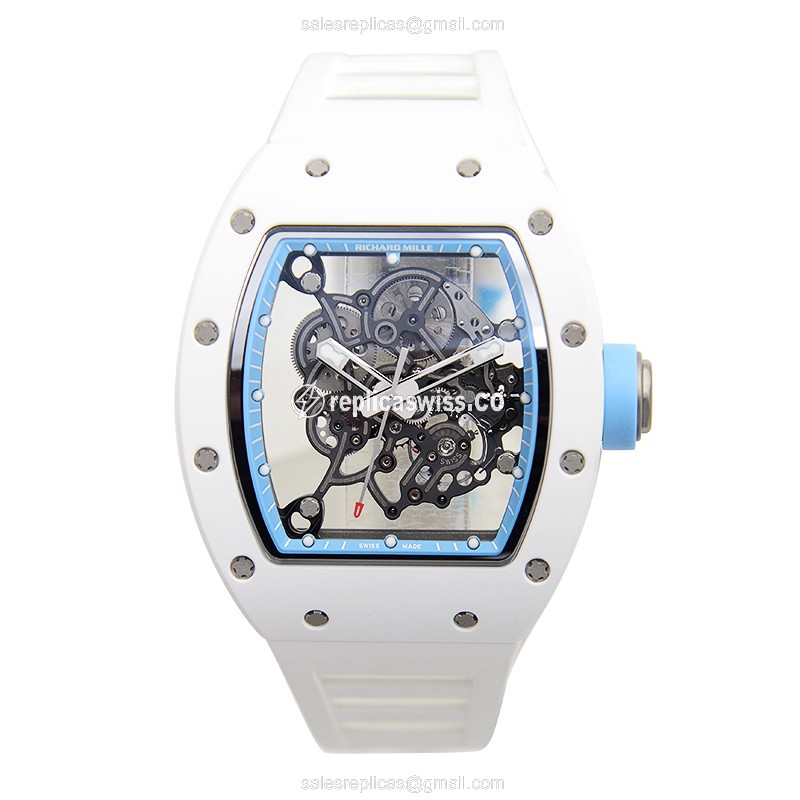 Richard Mille RM055 Manual Wind - Titanium Case - Skull Dial - White Rubber Strap - View 2
