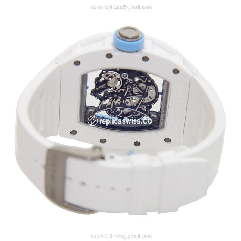 Richard Mille RM055 Manual Wind - Titanium Case - Skull Dial - White Rubber Strap - View 4