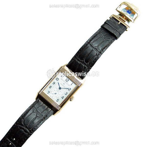 Jaeger-Lecoultre Q3732420 REVERSO - Manual Wind - 18kt Rose Gold - White Dial - Alligator Brown Strap - View 2