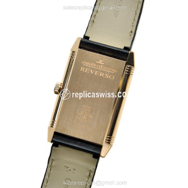 Jaeger-Lecoultre Q3732420 REVERSO - Manual Wind - 18kt Rose Gold - White Dial - Alligator Brown Strap - View 3