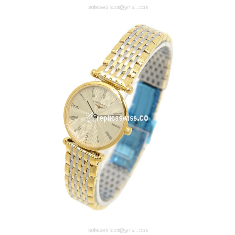 Longines LA GRANDE Quartz - PVD Gold Case, Gold Dial | Gold Clasp - View 3
