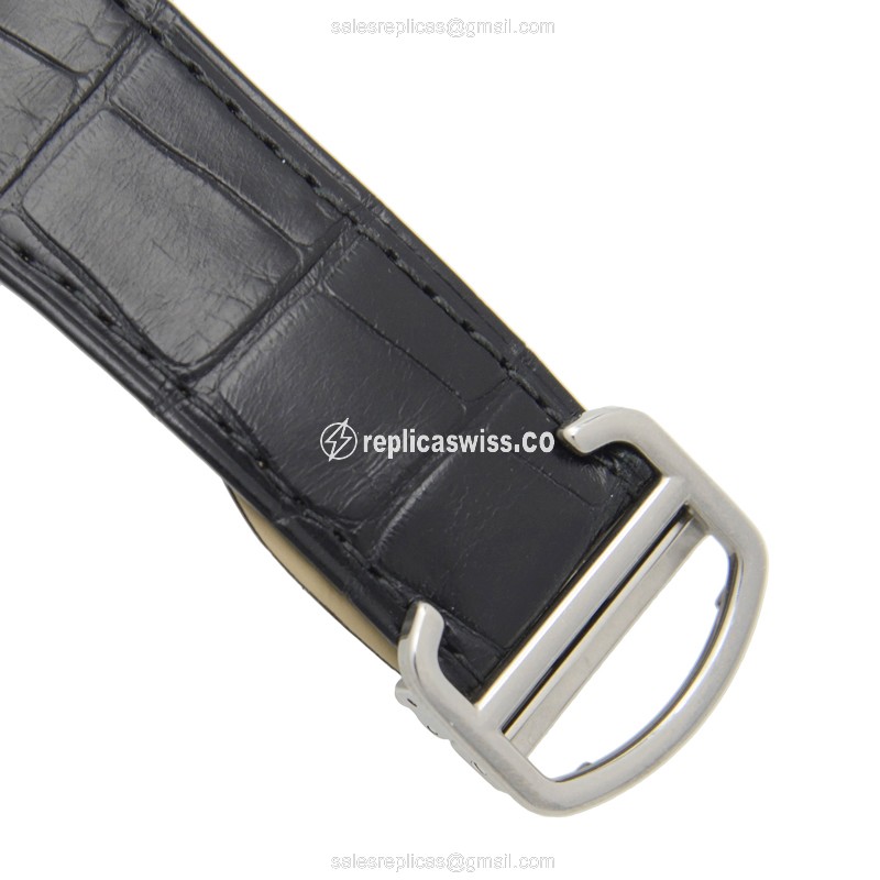 Cartier TANK W5330003 Replica - Automatic - Silver Dial - Steel Case - Black Alligator Strap - View 4