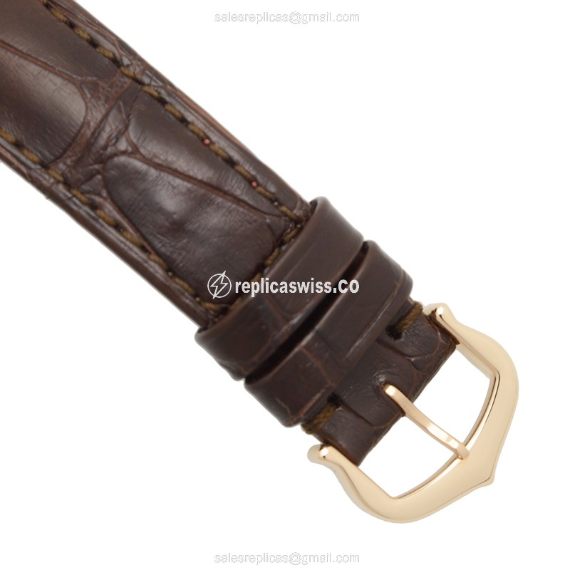 Cartier Ballon Bleu Replica - Automatic 18kt Rose Gold - Silver Dial - Brown Alligator Buckle - View 4