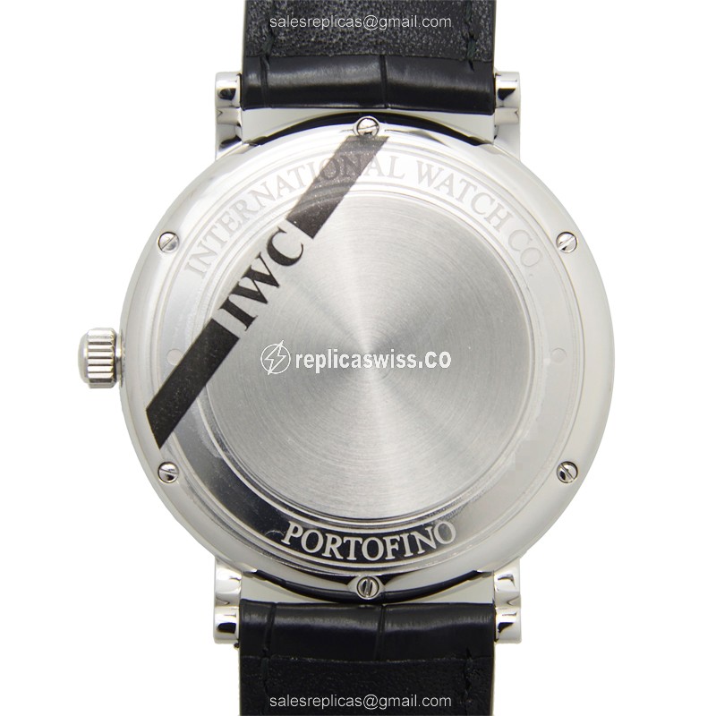 IWC Portofino Replica - Automatic - Stainless Steel - Silver Dial - Black Alligator Strap - View 3