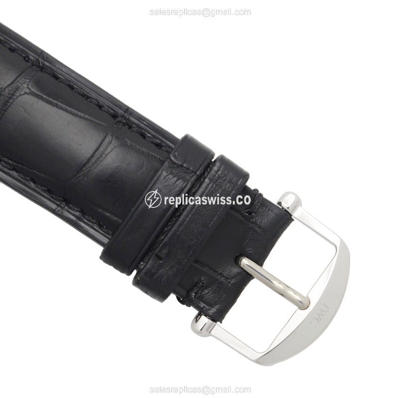 IWC Portofino Replica - Automatic - Stainless Steel - Silver Dial - Black Alligator Strap - View 4
