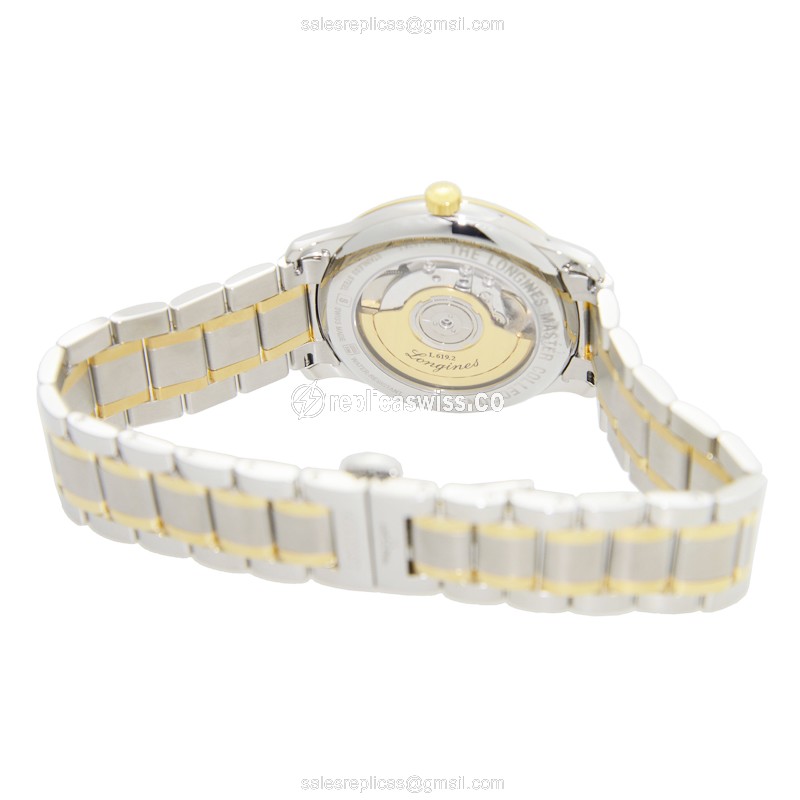 Longines L2.628.5.77.7 Replica - Automatic - 18kt Gold/Steel - White Dial, Silver Clasp - View 4