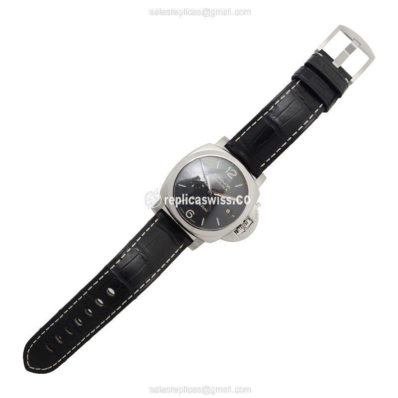 Panerai PAM00392 LUMINOR - Automatic - Steel - Black Dial - Buckle Clasp - Black Alligator Strap - View 2