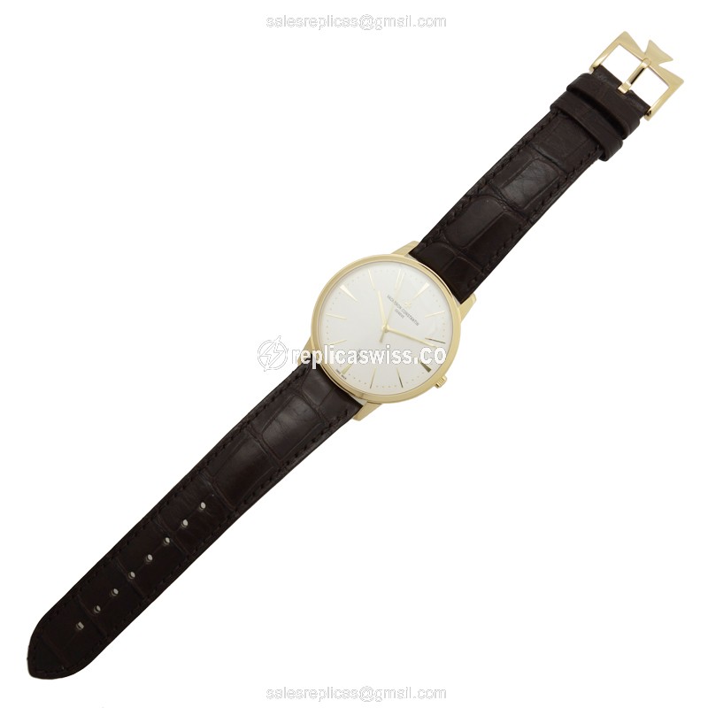 Vacheron Constantin 85180/000J-9231 PATRIMONY TRADITIONELLE - Auto - 18kt Gold - White Dial - Brown Alligator Buckle - View 2