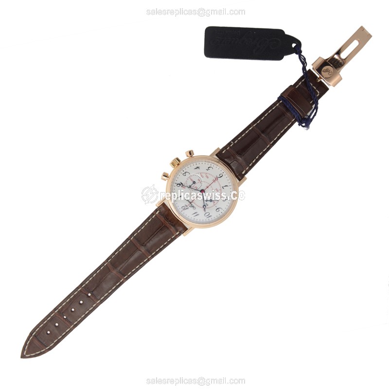 Classic Breguet 5247BR/29/9V6 - Manual Wind - 18kt Rose Gold - White Dial - Brown Alligator Strap - View 2