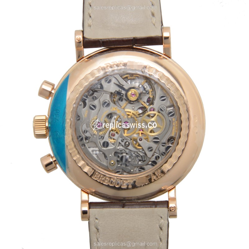 Classic Breguet 5247BR/29/9V6 - Manual Wind - 18kt Rose Gold - White Dial - Brown Alligator Strap - View 3
