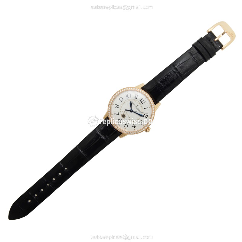 Jaeger-Lecoultre Rendez-Vous Replica - Automatic - 18kt Rose Gold - Diamond - Silver Dial - Black Alligator Strap - View 2
