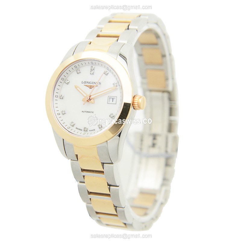 Longines Conquest Classic Replica - Automatic - 18kt Rose Gold & Steel - White Dial - View 3