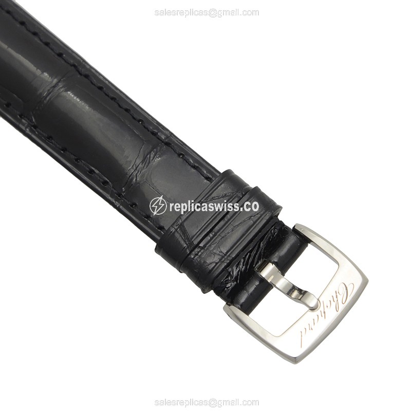 Chopard Happy Sport Replica - Quartz - 18kt Rose Gold & Steel Case - White Dial - Black Alligator Strap - View 4