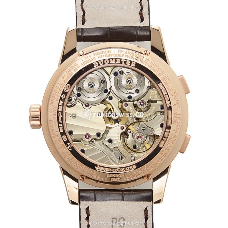 Jaeger-Lecoultre Q6062520 DUO Manual Wind 18kt Rose Gold - Silver Dial - Brown Alligator Strap Buckle - View 3