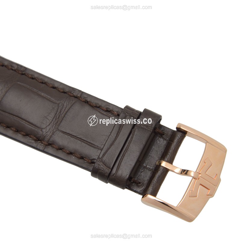 Jaeger-Lecoultre Q6062520 DUO Manual Wind 18kt Rose Gold - Silver Dial - Brown Alligator Strap Buckle - View 4