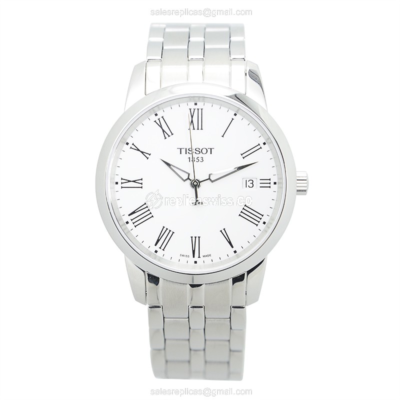 Rolex Tissot Replica - Quartz - Stainless Steel - White Dial - Silver Strap - View 2