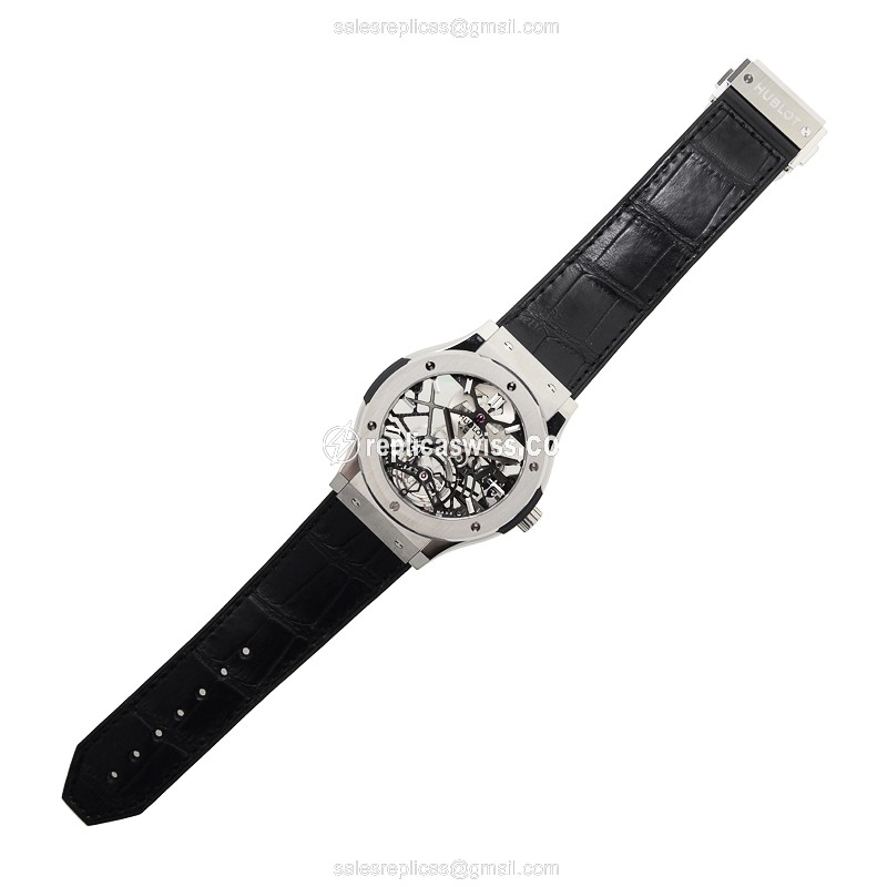 Hublot Classic Fusion Replica - Manual - Titanium - Skull Dial - Black Alligator Strap - View 2