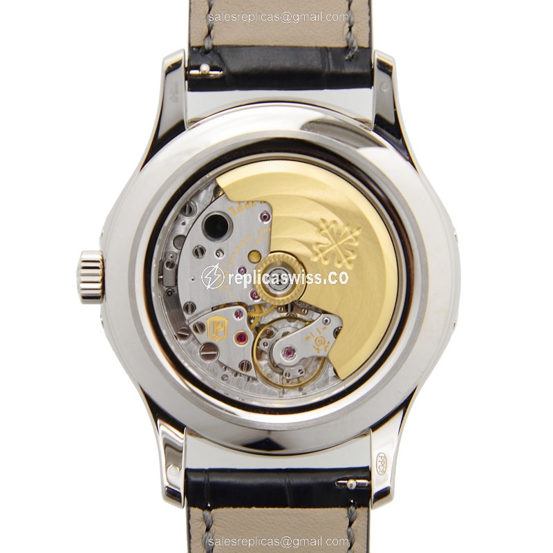 Patek Philippe 5205G-010 Replica - Automatic - 18kt Gold - Gray Dial - Black Alligator Strap - View 3