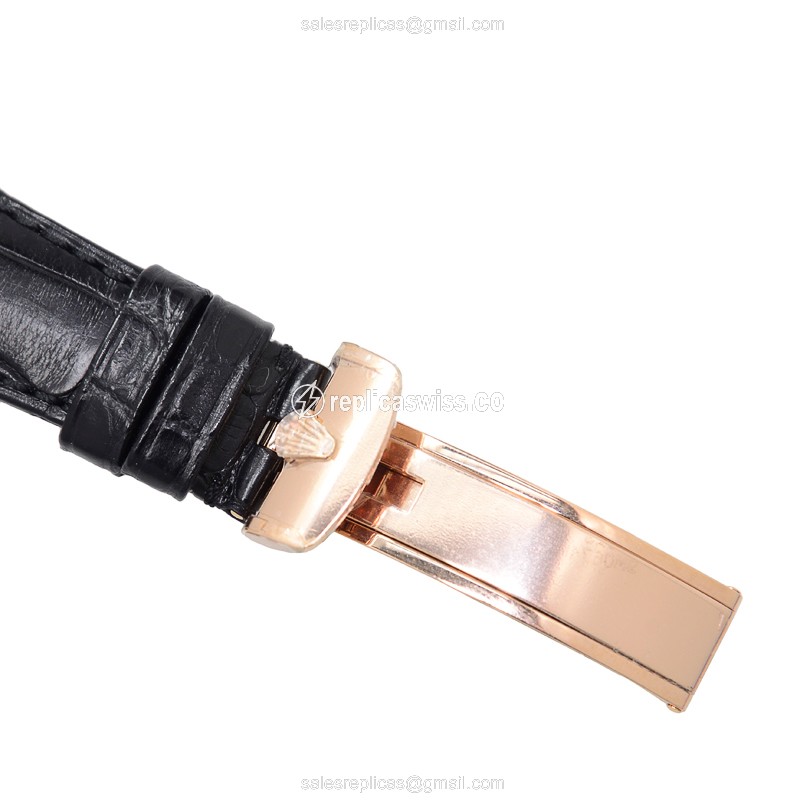 Rolex DAY-DATE Replica - Automatic - 18kt Rose Gold - Pink Dial - Leather Strap - View 4