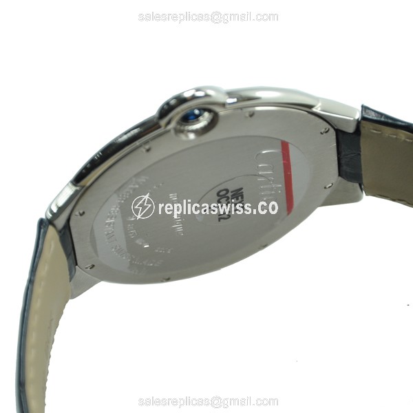 Cartier Ballon Bleu Replica - Manual - 18kt White Gold - White Dial - Alligator Black Strap - View 4