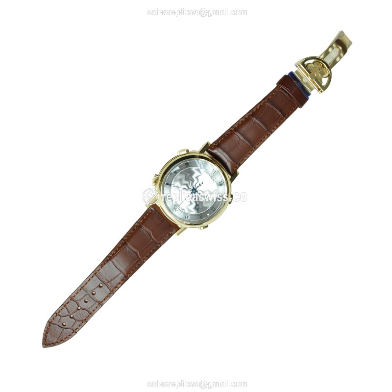 Breguet 7800BA/11/9YV Classic - Automatic - 18kt Yellow Gold - Silver Dial - Brown Alligator Strap - View 2