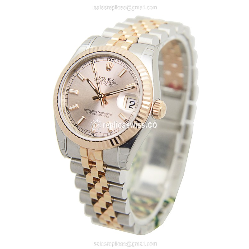 Rolex Datejust 178271PK - Auto - Rose Gold & Steel - Pink Dial - Silver Band - View 3