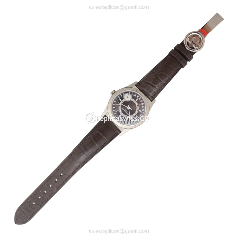 Patek Philippe 6000G-010 Replica - Automatic - 18kt Gold Case - Brown Dial - Alligator Brown Strap - View 2