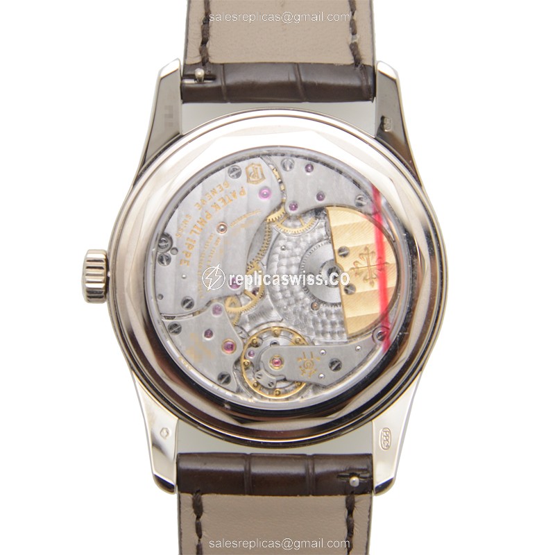 Patek Philippe 6000G-010 Replica - Automatic - 18kt Gold Case - Brown Dial - Alligator Brown Strap - View 3