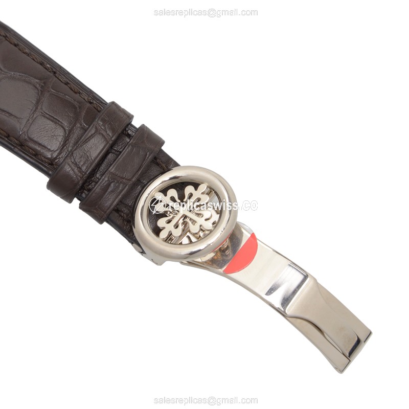 Patek Philippe 6000G-010 Replica - Automatic - 18kt Gold Case - Brown Dial - Alligator Brown Strap - View 4