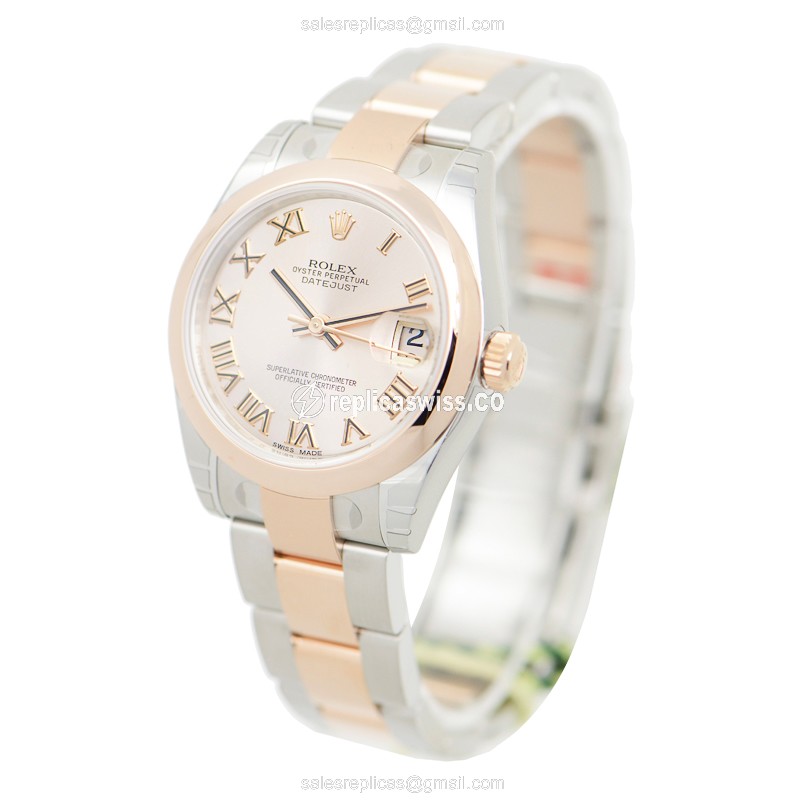 Rolex Datejust Replica | Automatic | Pink Dial | Steel Case | Gold Strap - View 3