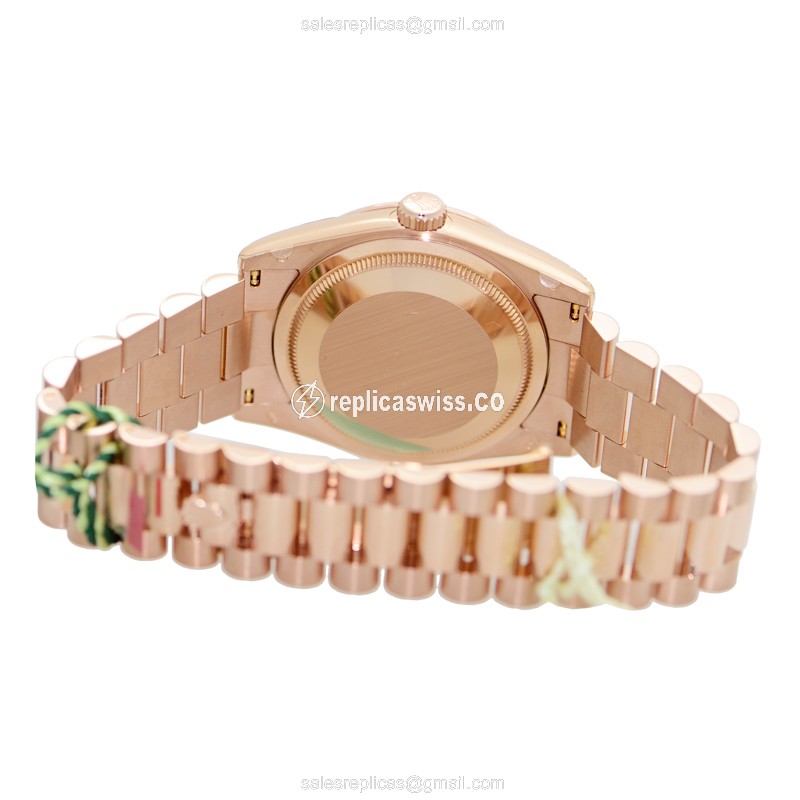 Rolex DAY-DATE Replica - Automatic - 18kt Rose Gold - Pink Dial - Gold Clasp - View 4