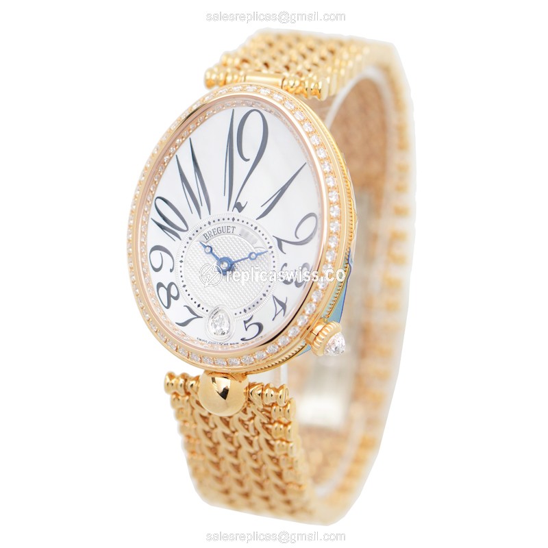 Breguet REINE DE NAPLES Replica - Automatic - 18kt Rose Gold - Diamond Dial - Silver Case - View 3